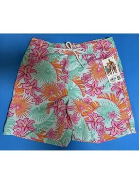 MEMBER'S MARK Laguna Lilies Swim Trunks Tropical Floral UPF 50 Men's S NWT NEW